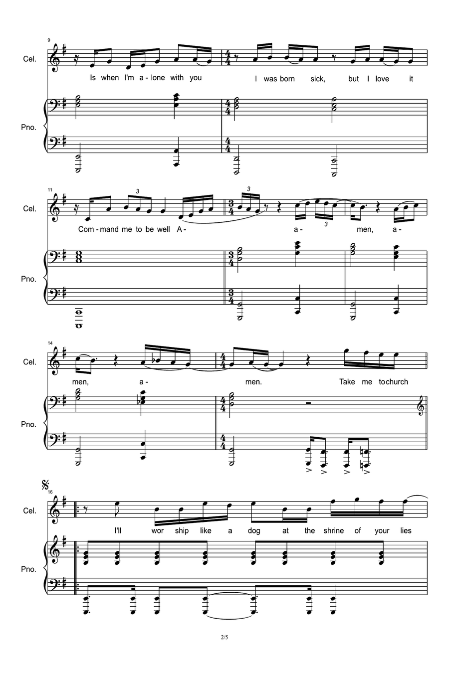 Take Me To Church Take Me To Church Piano, Vocal scores gallery preview page 2