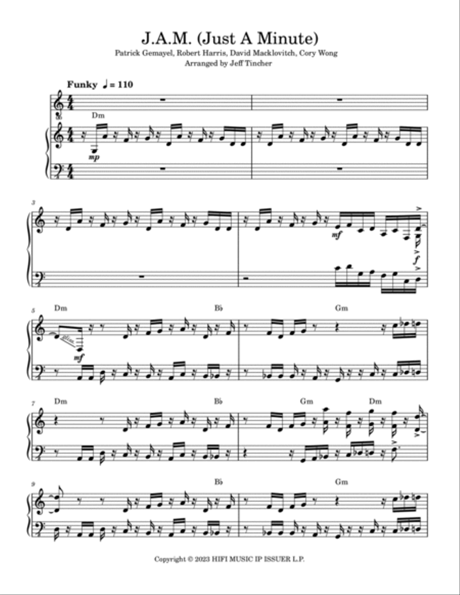 J.a.m. Just A Minute Piano, Vocal, Guitar scores gallery preview page 2