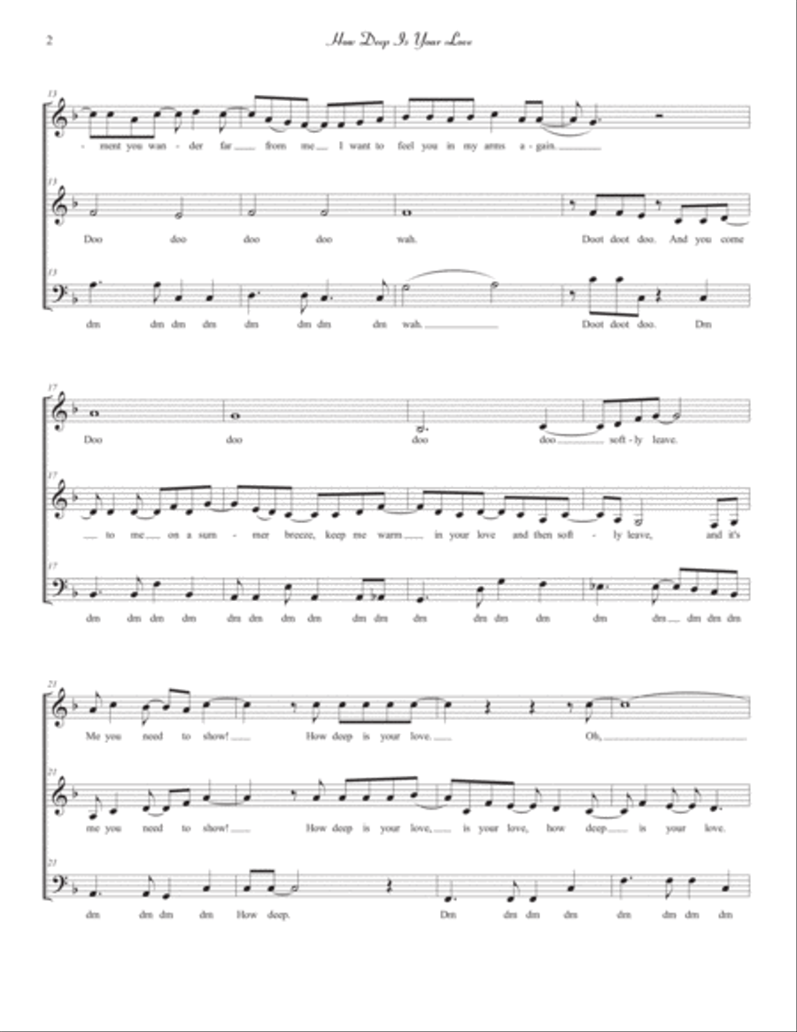How Deep Is Your Love from the Motion Picture SATURDAY NIGHT FEVER 3-Part scores gallery preview page 2