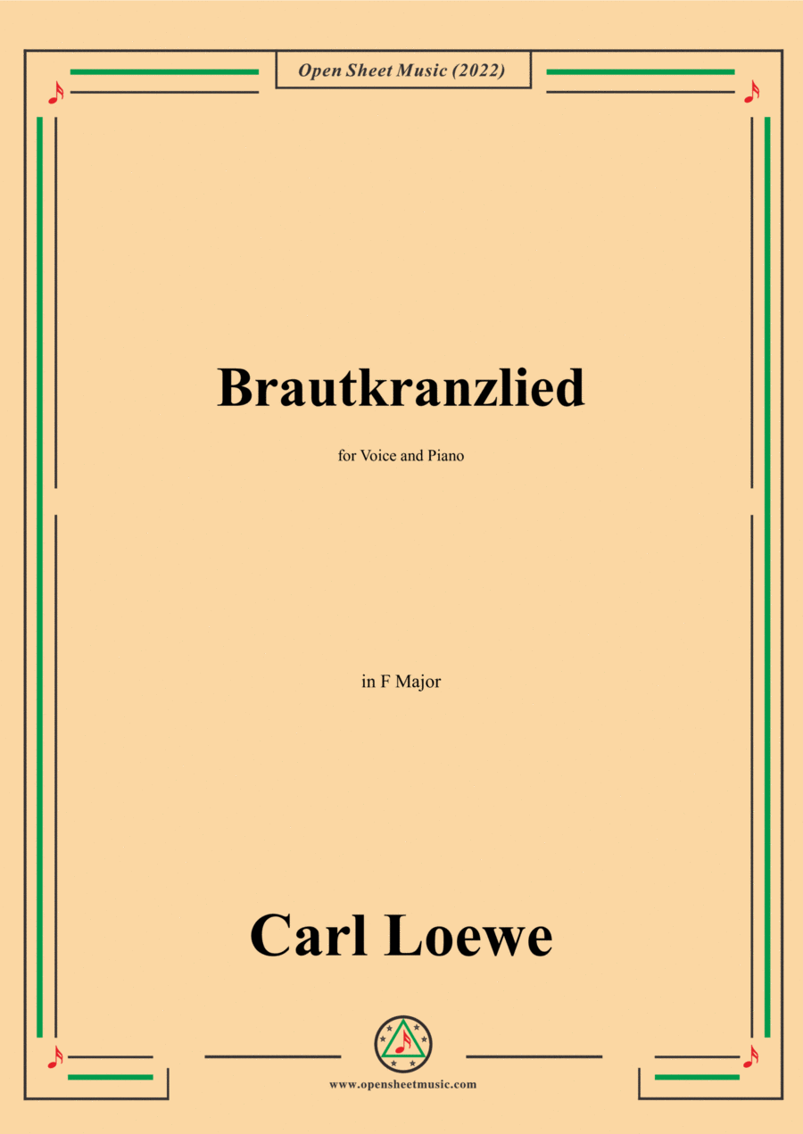 Loewe-Brautkranzlied,in F Major,for Voice and Piano Voice Solo scores gallery preview page 1