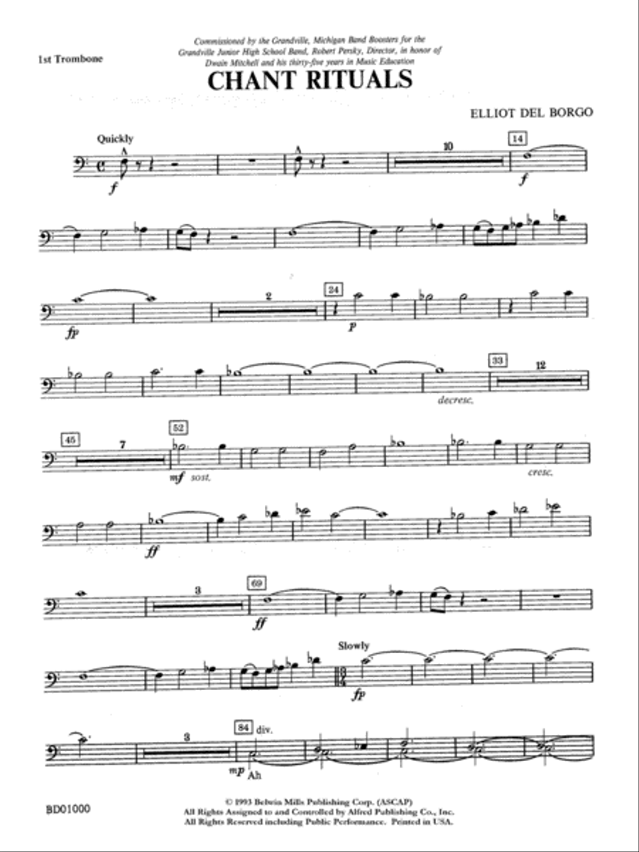 Chant Rituals: 1st Trombone Concert Band scores gallery preview page 1