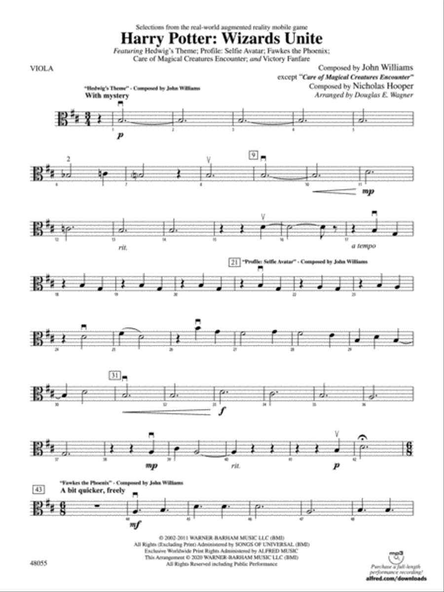 Harry Potter: Wizards Unite---Selections from the Real-World Augmented Reality Mobile Game: Viola String Orchestra scores gallery preview page 1