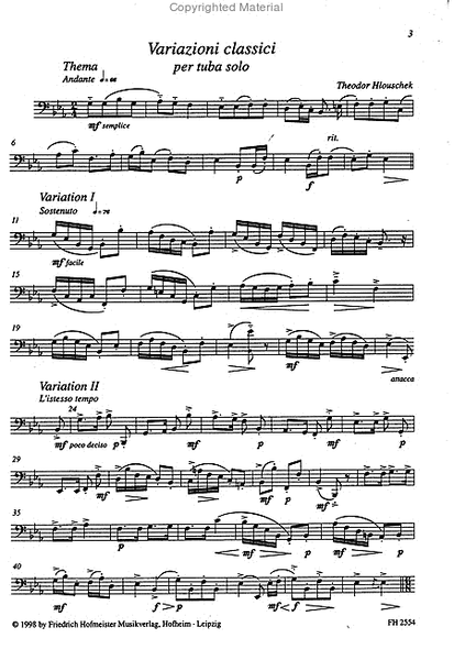 Variazioni classici per tuba solo