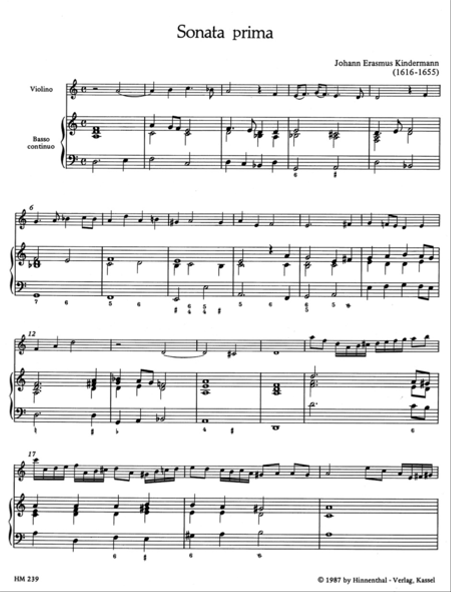 Zwei Sonaten for Violin (Descant or Tenor Recorder) and Basso continuo