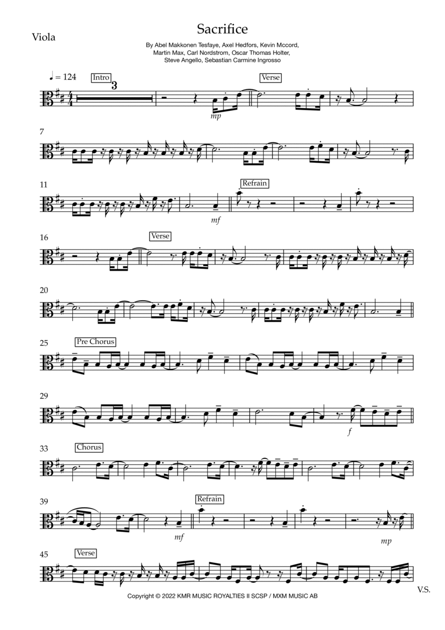 Sacrifice Viola Solo scores gallery preview page 1