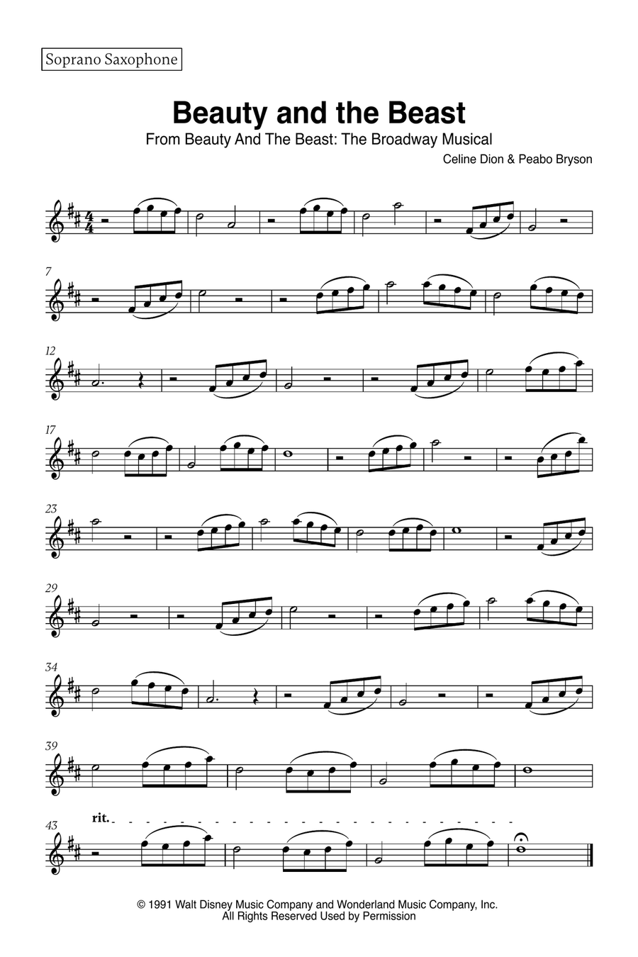 Beauty And The Beast Soprano Saxophone scores gallery preview page 4