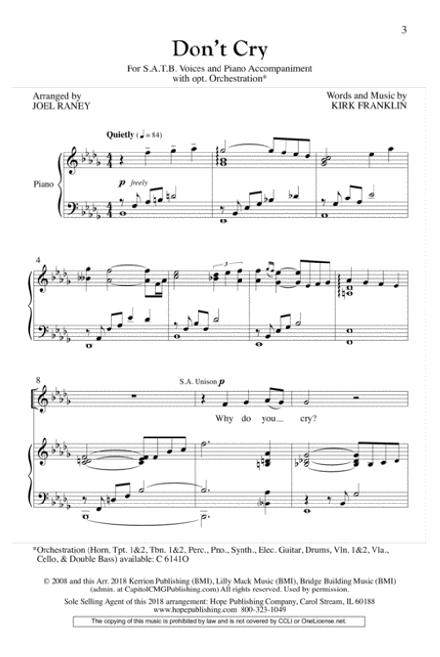 Don't Cry 4-Part scores gallery preview page 2