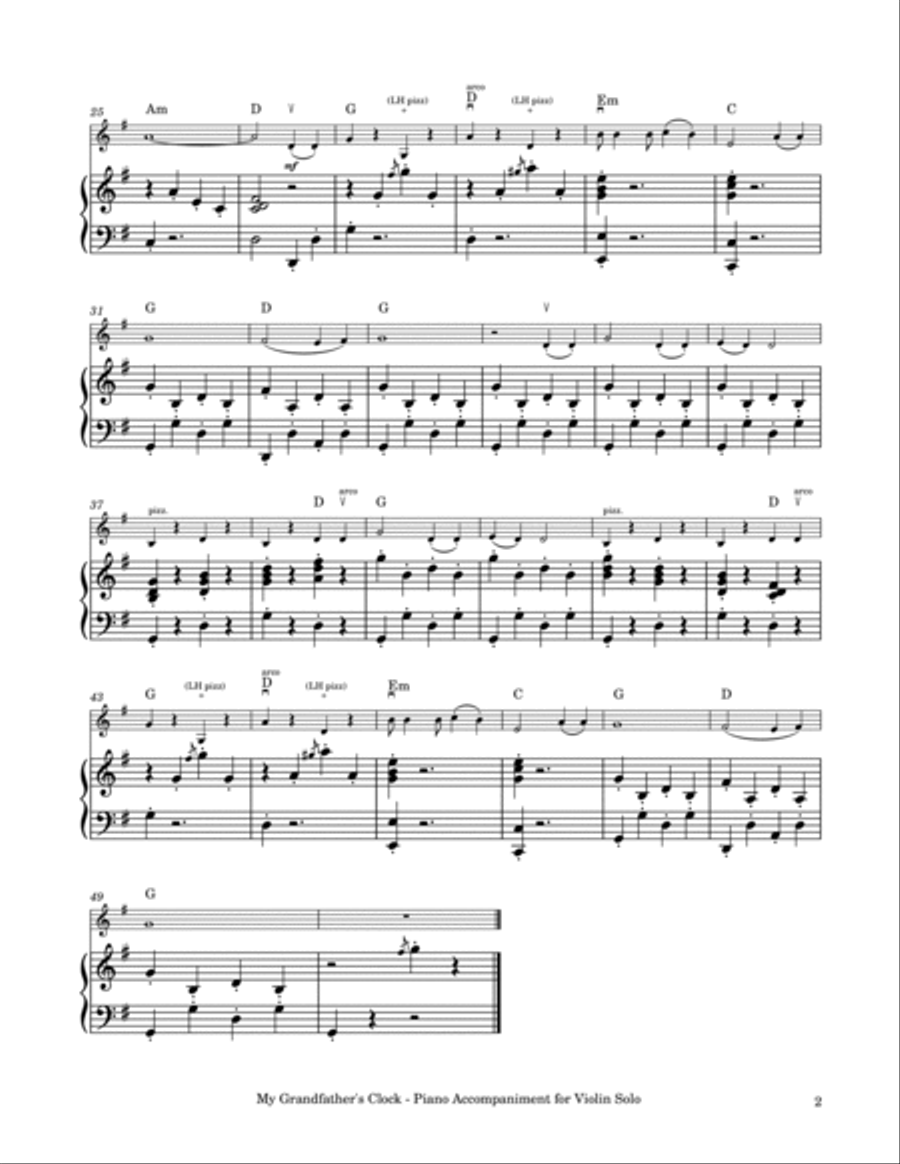 My Grandfather's Clock - Violin Solo with Piano Accompaniment Violin Solo scores gallery preview page 3