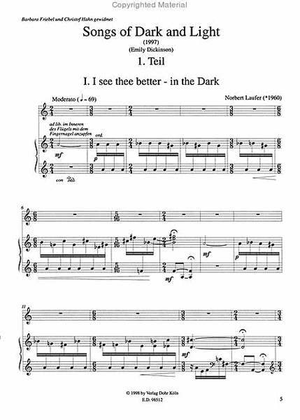 Songs of Dark and Light für Sopran und Klavier (1997)