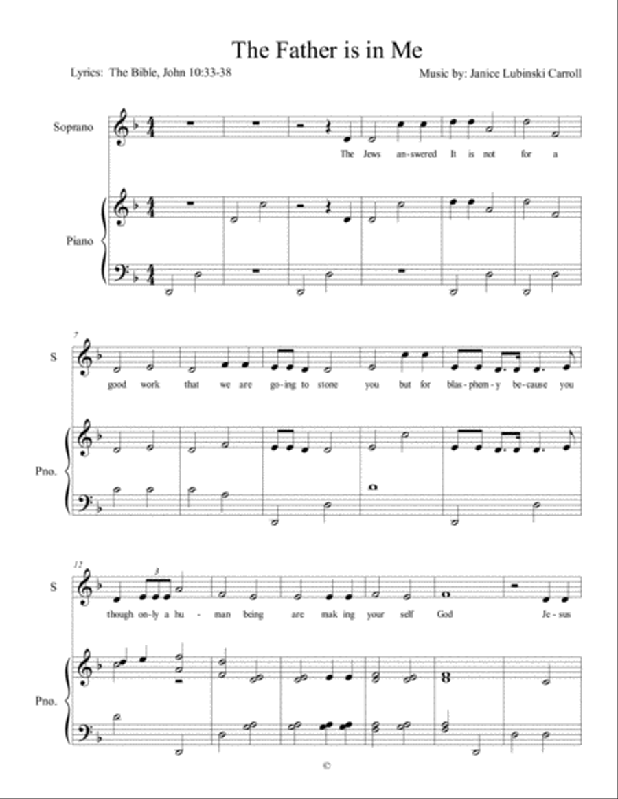 The Father is in Me The Father is in Me Voice scores gallery preview page 1
