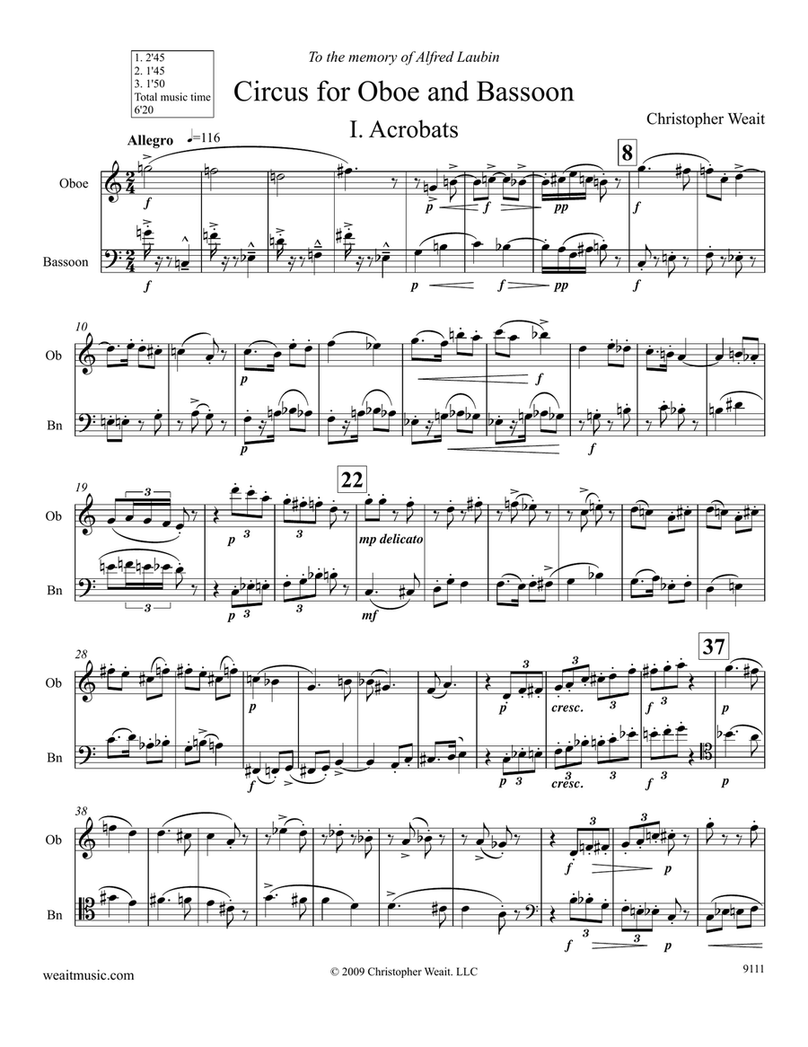 Circus for oboe & bassoon (6 ‘20) Woodwind Duet scores gallery preview page 2