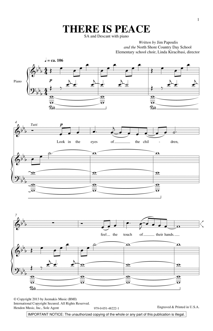 There Is Peace Unison Choir scores gallery preview page 1