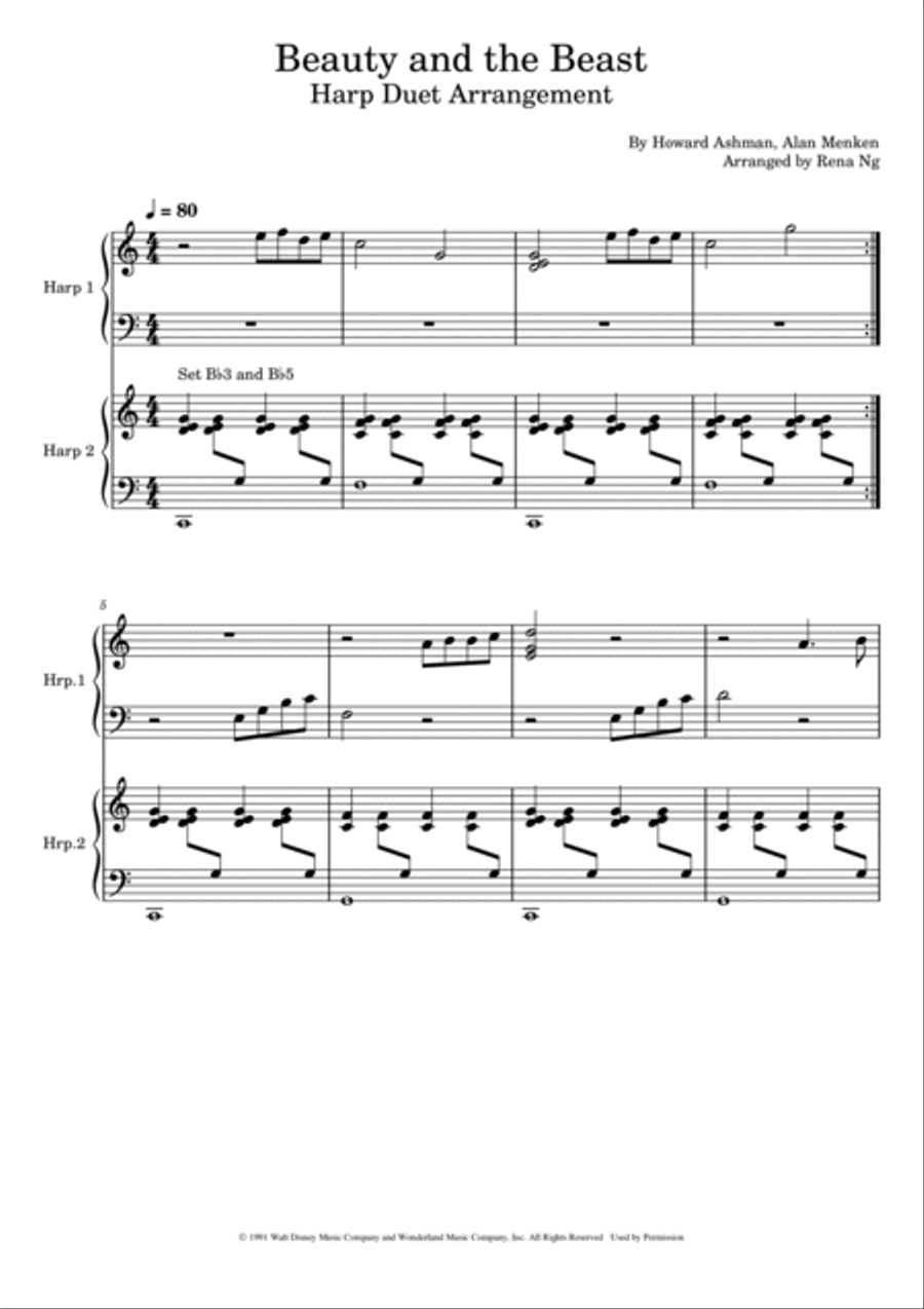Beauty And The Beast Harp scores gallery preview page 3
