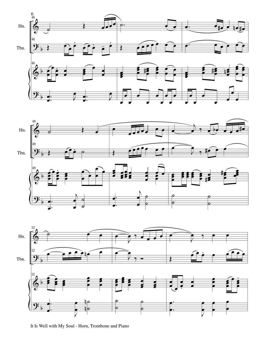 IT IS WELL WITH MY SOUL (Trio - Horn, Trombone, Piano with Score and Parts) Brass Trio scores gallery preview page 6
