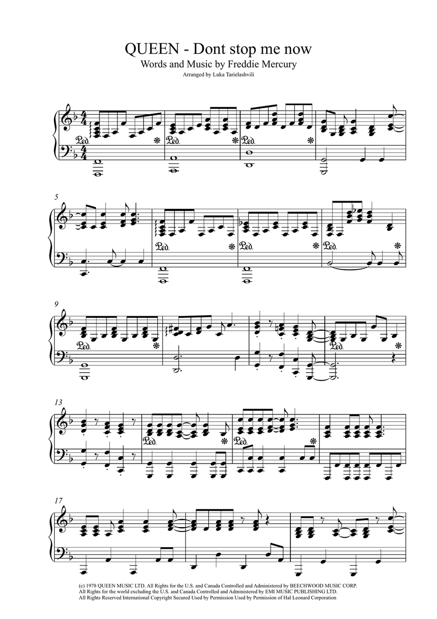 Don't Stop Me Now Piano Solo scores gallery preview page 1
