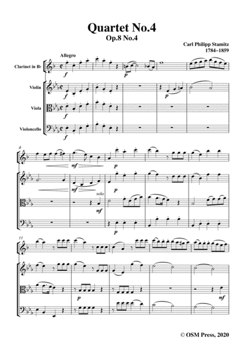 Stamitz-Quartet No.4 in E flat Major,Op.8 No.4,for Clarinet,Vln,Vla&VC