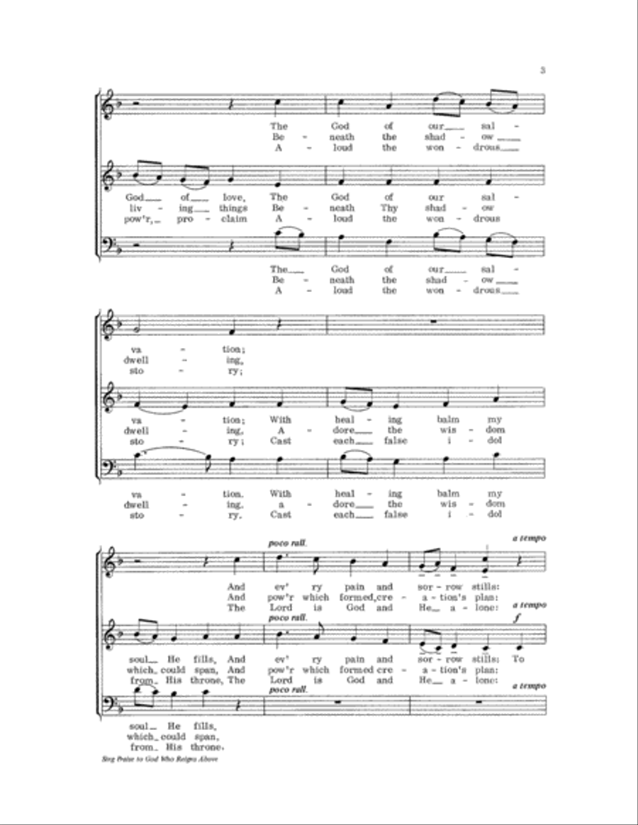 Sing Praise to God Who Reigns Above 3-Part scores gallery preview page 3