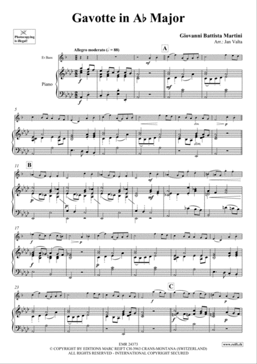 Gavotte in Ab Major Piano Accompaniment scores gallery preview page 4