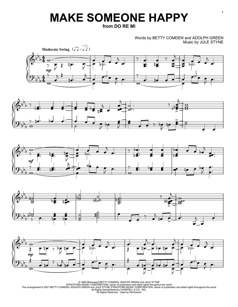 Make Someone Happy (from Do Re Mi) Piano Solo scores gallery preview page 1