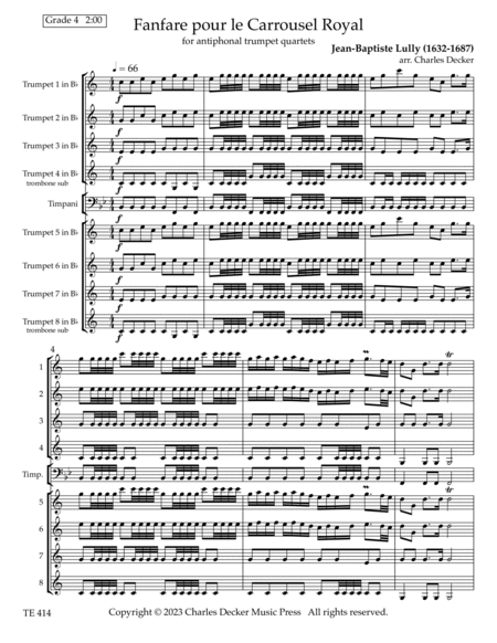 Fanfare pour le Carrousel Royal for Trumpet Ensemble image number null
