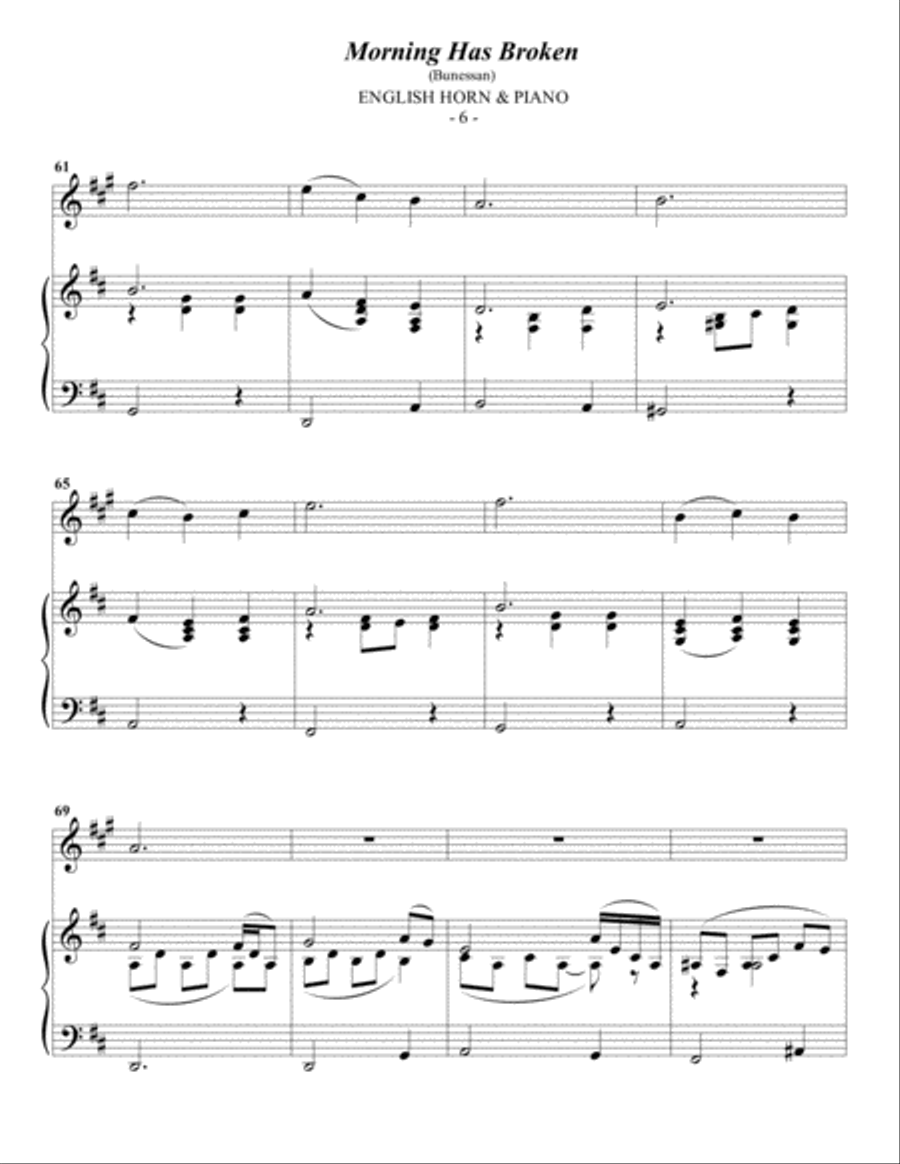 Morning Has Broken English Horn scores gallery preview page 6