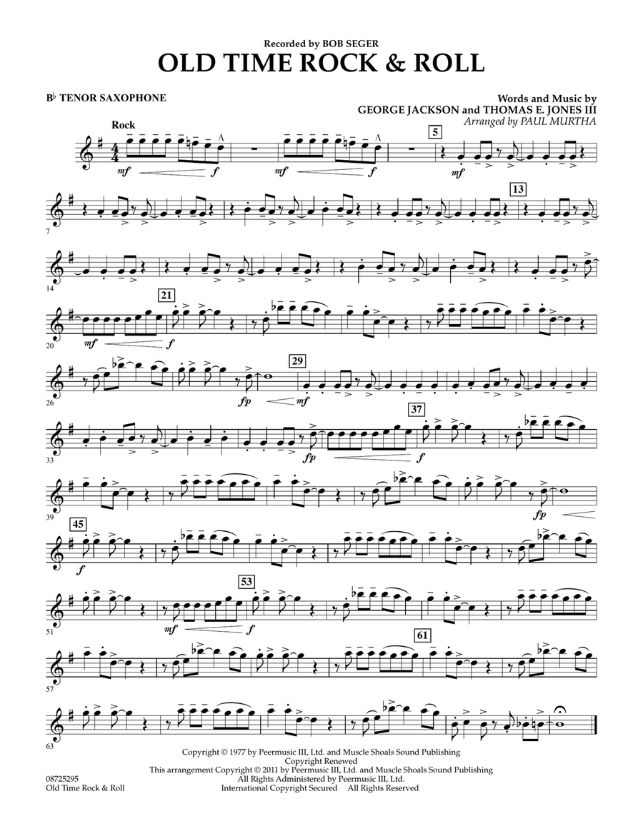 Old Time Rock & Roll - Bb Tenor Saxophone Concert Band scores gallery preview page 1