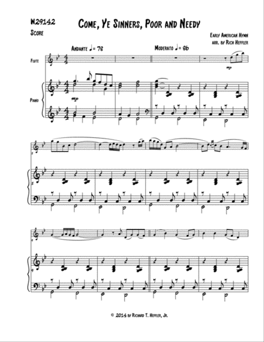 Come, Ye Sinners, Poor and Needy Flute Solo scores gallery preview page 1