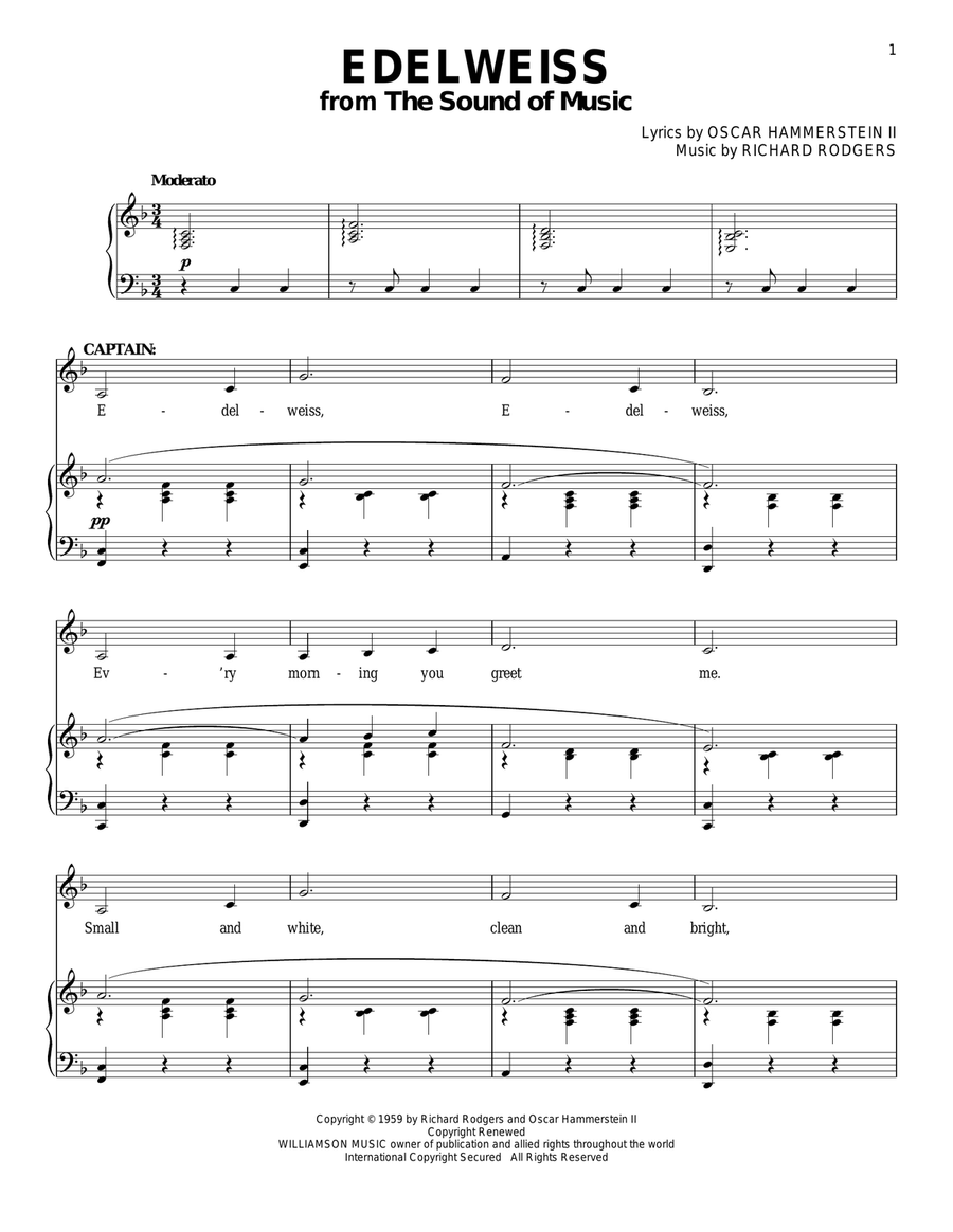 Edelweiss Edelweiss Piano, Vocal scores gallery preview page 1