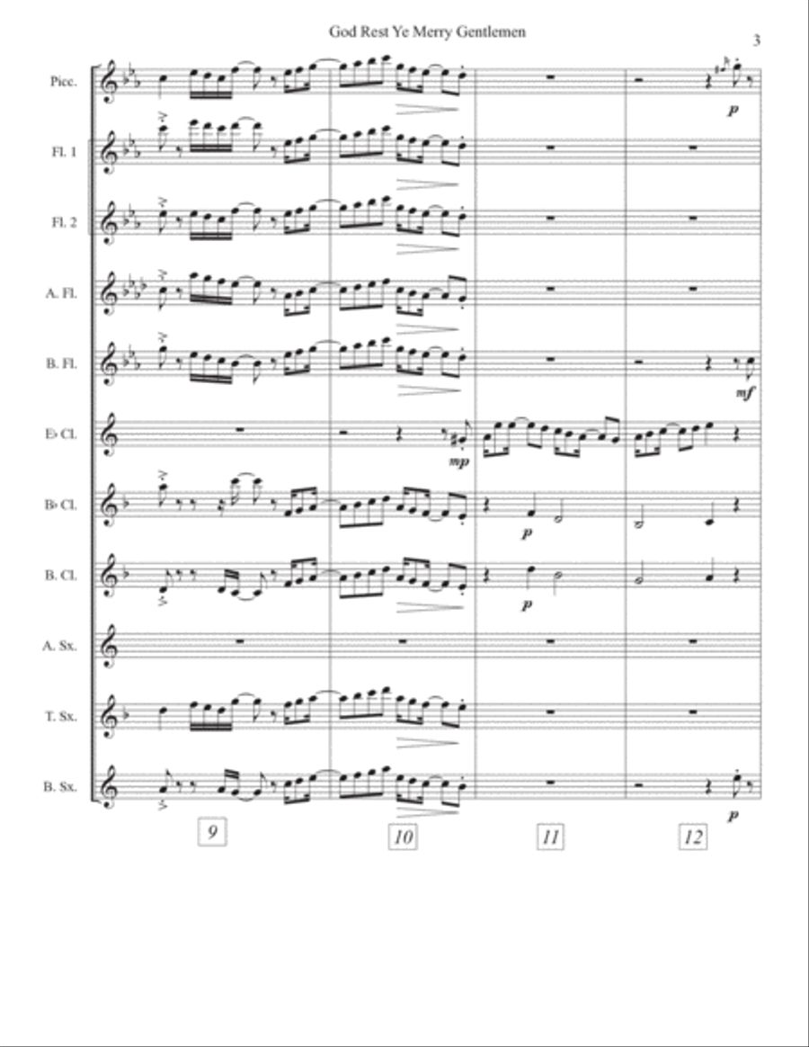 God Rest Ye Merry Gentlemen Woodwind Ensemble scores gallery preview page 3