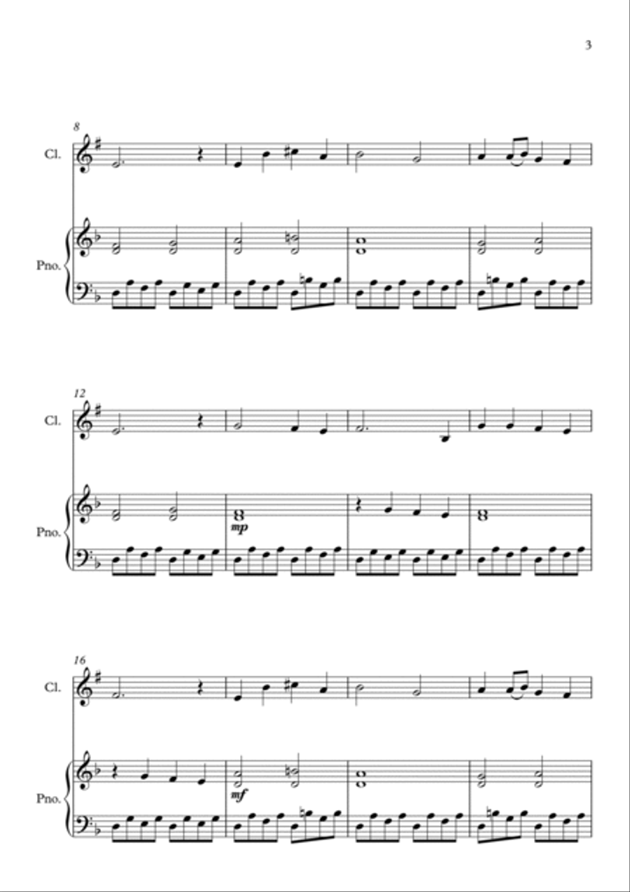 Now The Green Blade Riseth, for Clarinet and Piano (Noel Nouvelet) Clarinet Solo scores gallery preview page 3