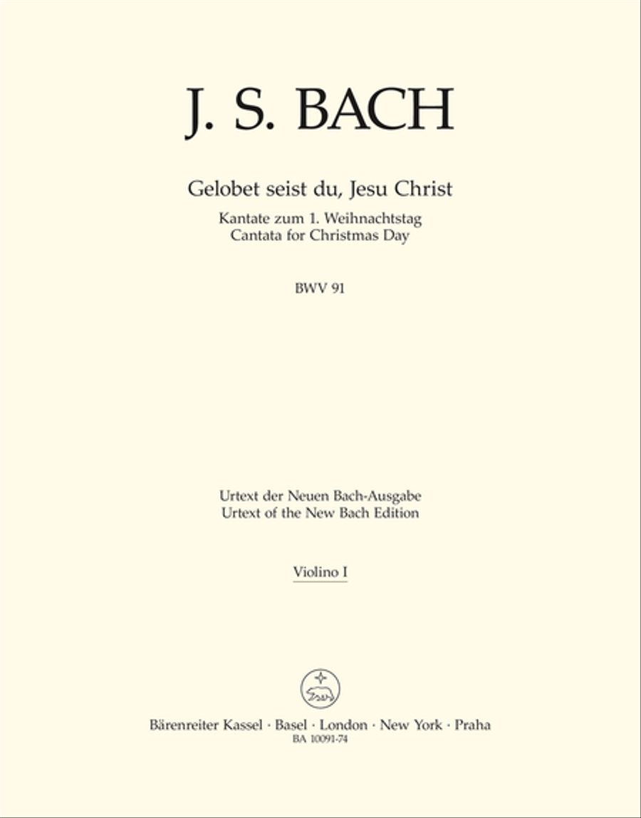 Gelobet seist du, Jesu Christ, BWV 91 by Johann Sebastian Bach Violin - Sheet Music