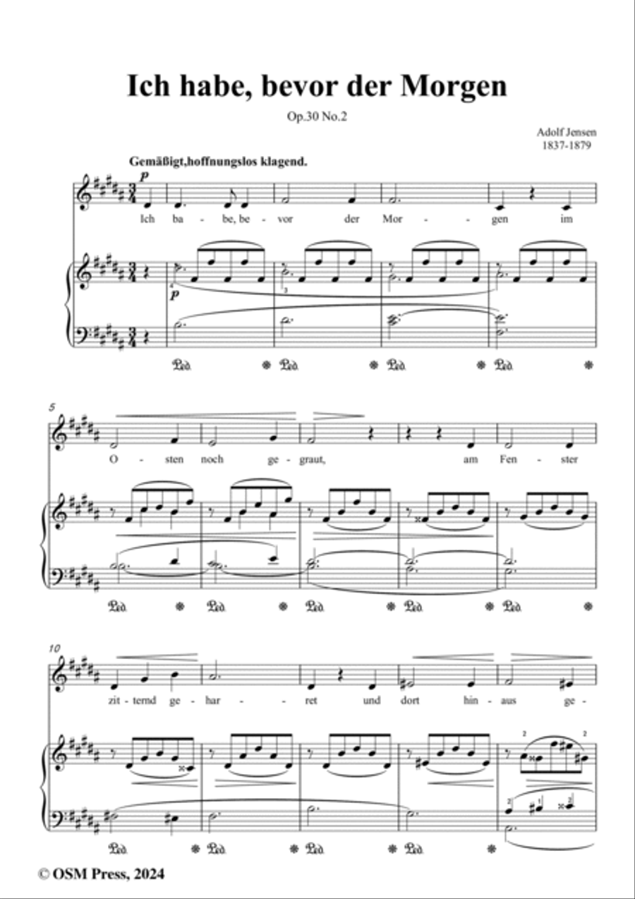 A. Jensen-Ich habe,bevor der Morgen,Op.30 No.2,in B Major Voice scores gallery preview page 2