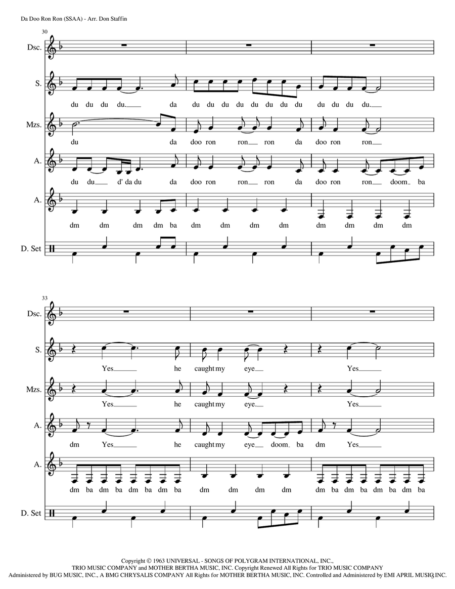Da Doo Ron Ron (when He Walked Me Home) SSAA scores gallery preview page 5