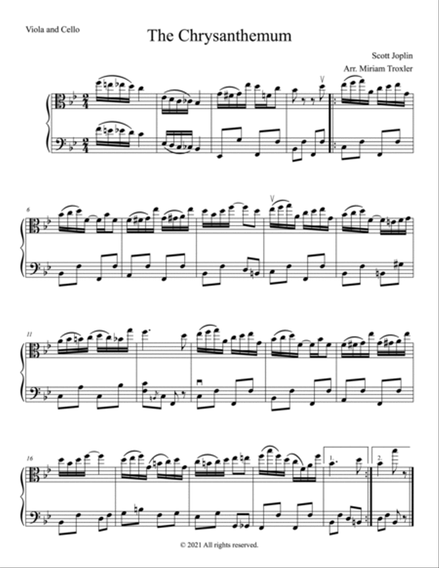 Scott Joplin Duets for Viola and Cello String Duet scores gallery preview page 2