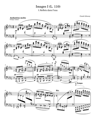 Book cover for Claude Debussy - Images Series I (L. 110) 1. Reflets dans l'eau - Original For Piano Solo