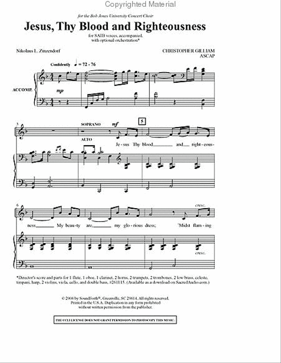 Jesus, Thy Blood and Righteousness 4-Part scores gallery preview page 2