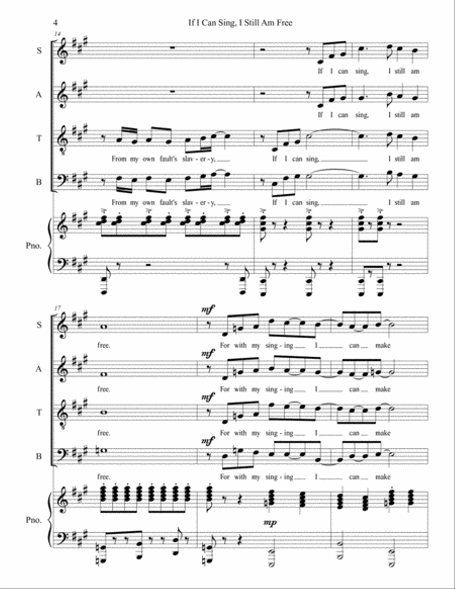 If I Can Sing, I Still Am Free 4-Part scores gallery preview page 6