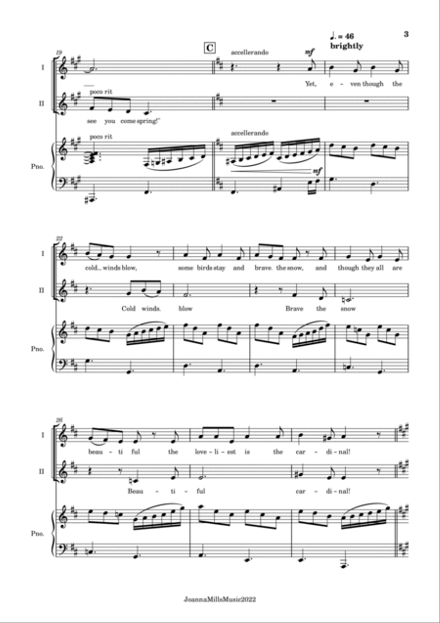 Beautiful Cardinal (A Winter Song for 2-Part Choir) 2-Part scores gallery preview page 4