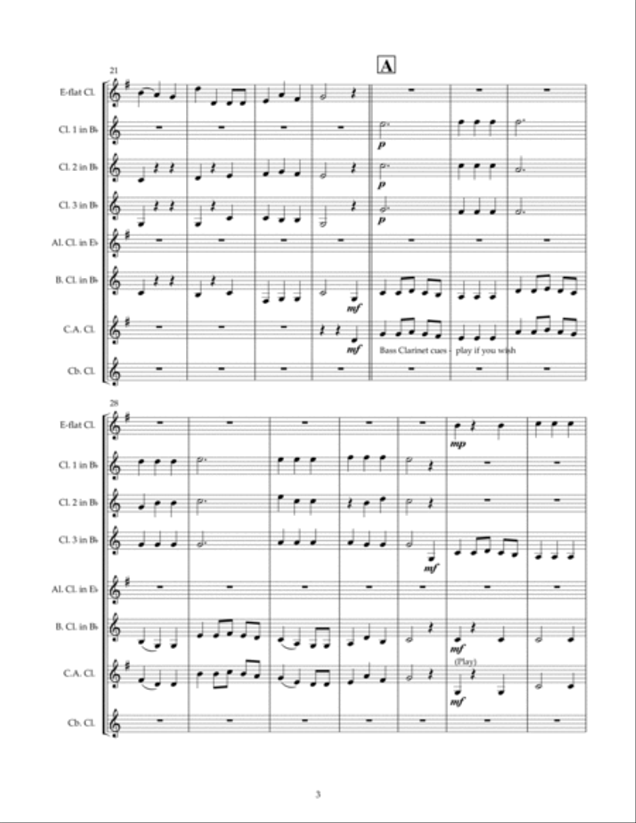 We Wish You a Merry Christmas, for Clarinet Choir Clarinet Choir scores gallery preview page 3