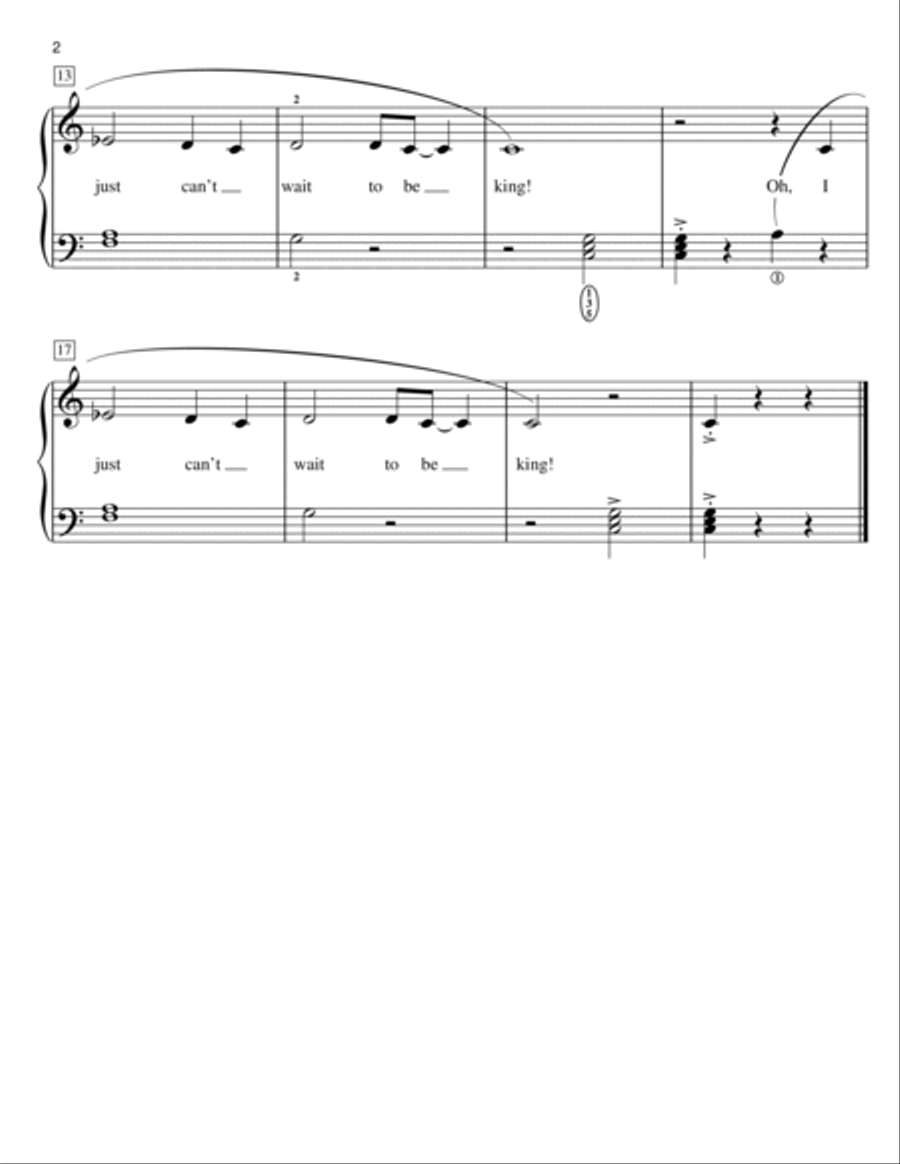 I Just Can't Wait to Be King (from The Lion King) Piano Method scores gallery preview page 2