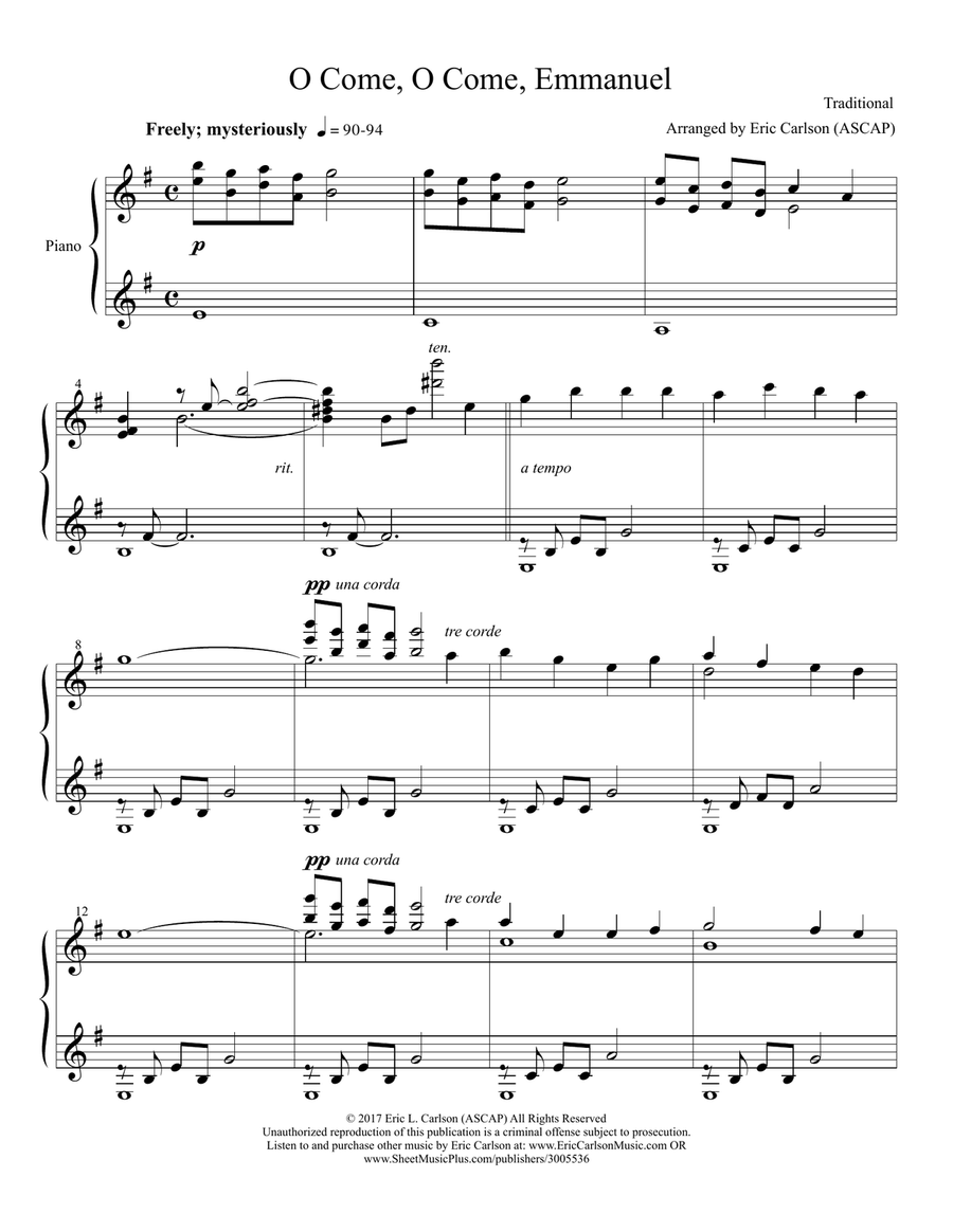 O Come, O Come, Emmanuel (Piano Solo by Eric Carlson) Piano Solo scores gallery preview page 2