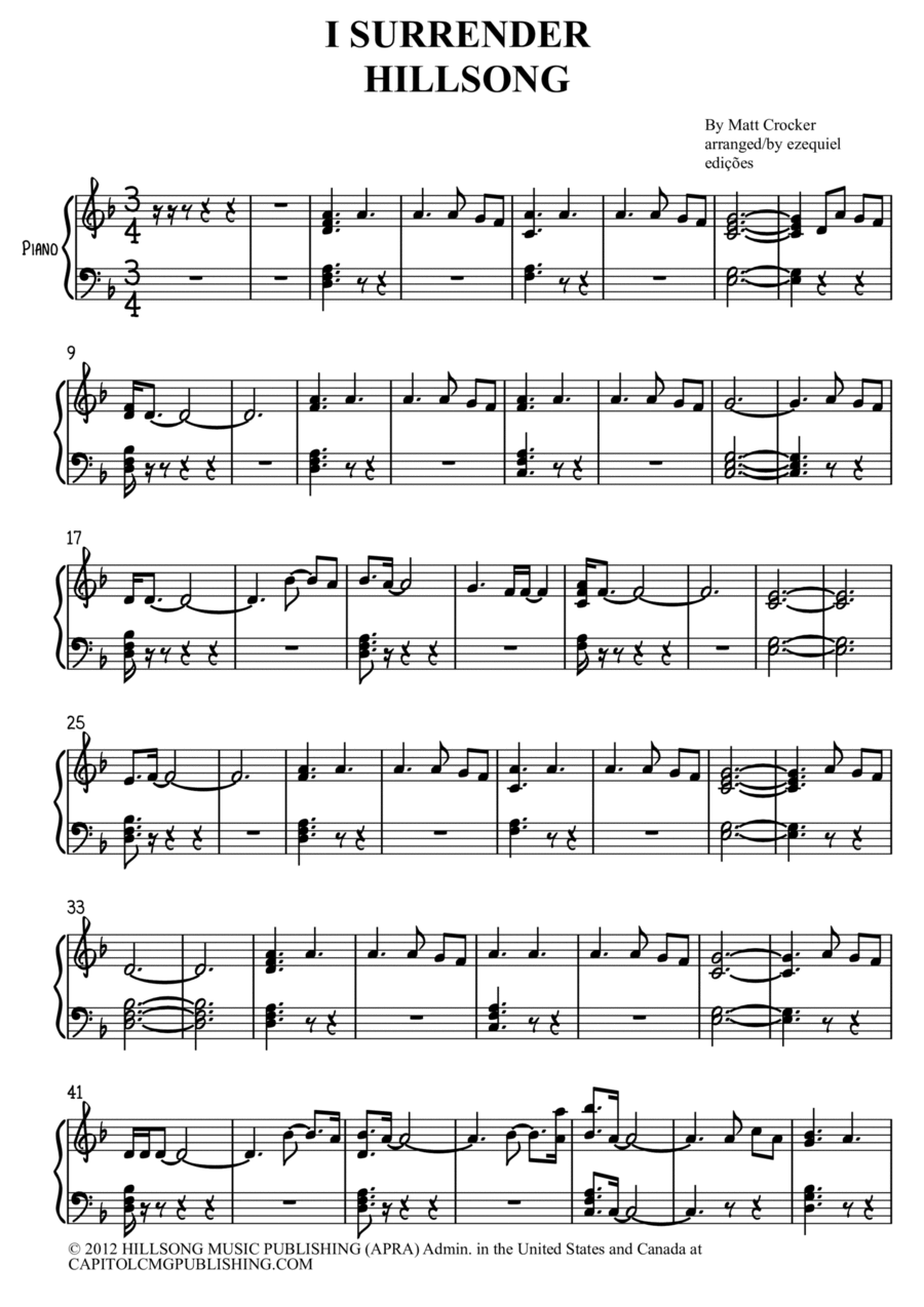 I Surrender I Surrender Piano Solo scores gallery preview page 1