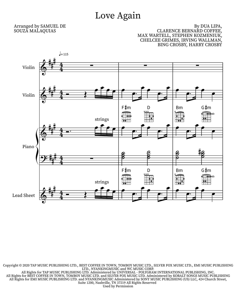Love Again Score and Parts scores gallery preview page 1