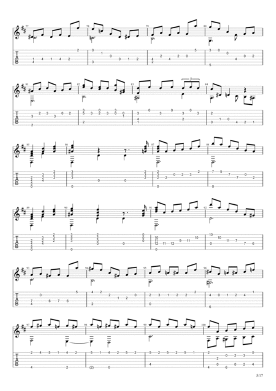 Waltz of the Flowers from the Nutcracker (Pyotr Ilyich Tchaikovsky) Acoustic Guitar scores gallery preview page 5
