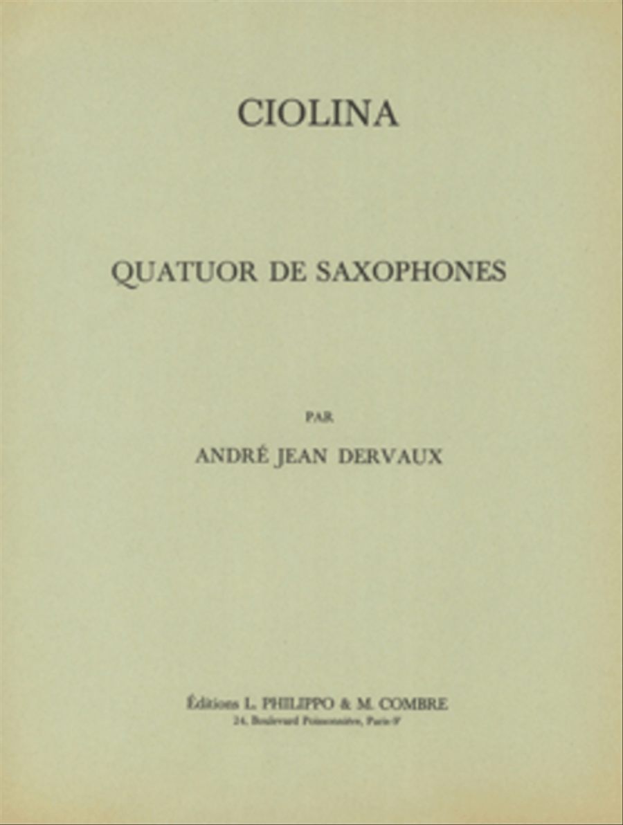 Ciolina Saxophone Quartet scores gallery preview page 1
