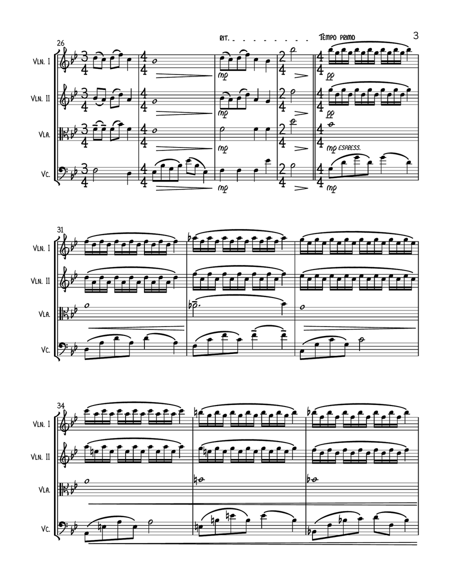 Somewhere Only We Know String Quartet scores gallery preview page 3