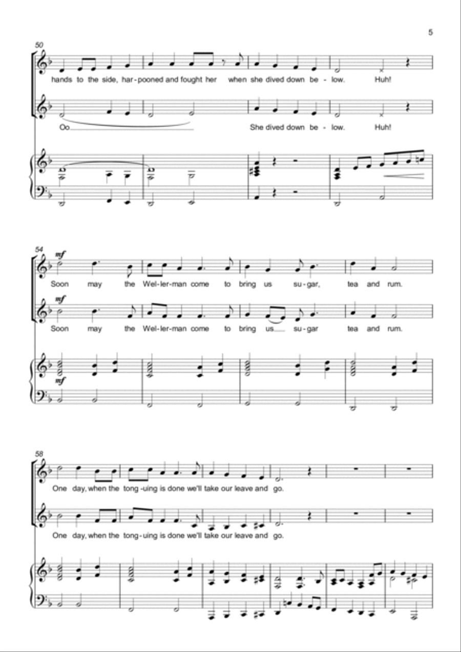 Wellerman - Sea Shanty - Two part choir - SA - Upper Voices SA scores gallery preview page 5
