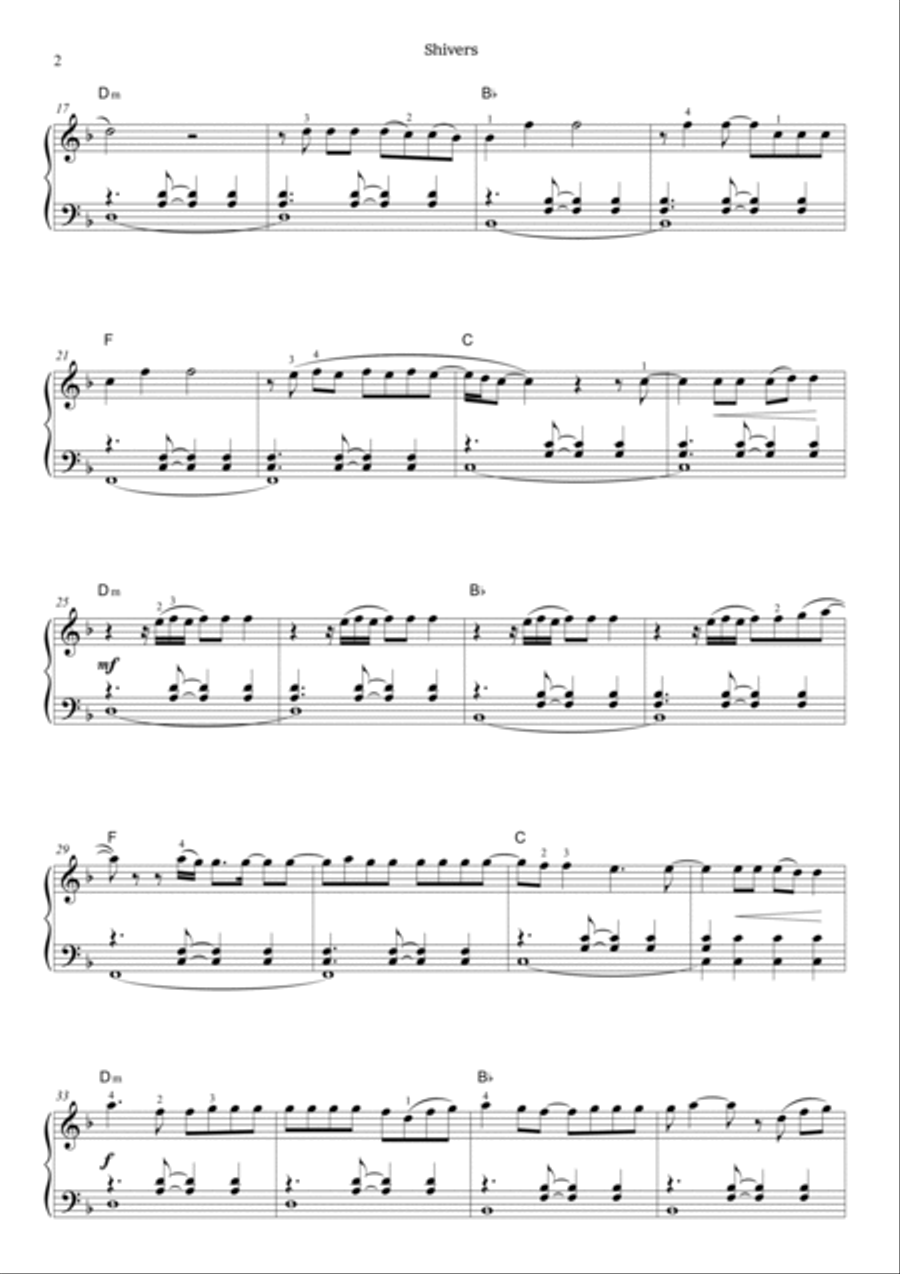 Shivers Piano Solo scores gallery preview page 3