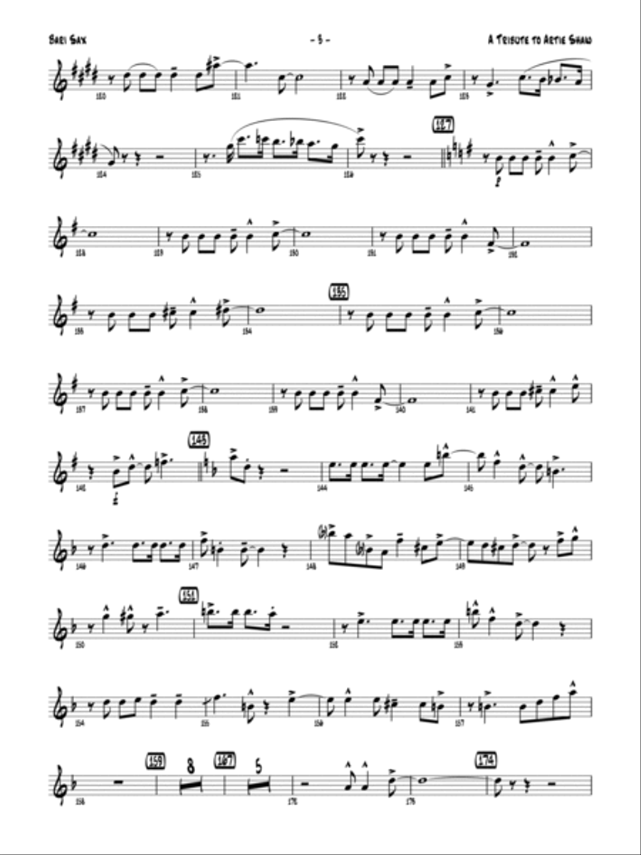A Tribute to Artie Shaw: E-flat Baritone Saxophone Jazz Ensemble scores gallery preview page 3