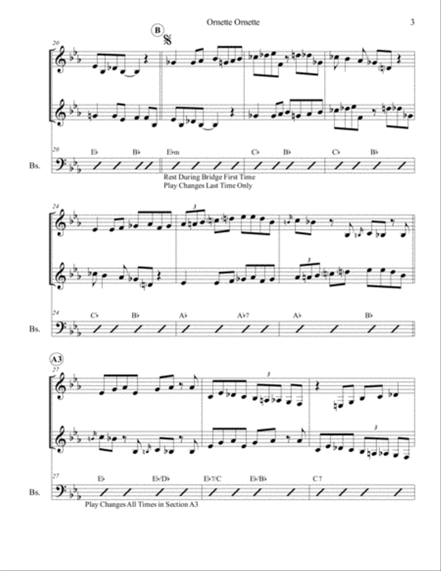 Ornette Ornette - Jazz Canon No. 4 Jazz Ensemble scores gallery preview page 3
